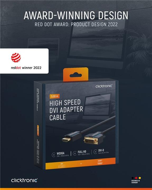 Produktbild clicktronic HDMI (Typ A) — DVI (5 m, DVI, HDMI)