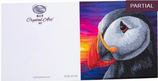Actual product image Craft Buddy Puffin, Card 18x18cm Crystal Art
