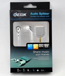 Image du produit Dexim Splitter audio avec écouteurs intra-auriculaires supplémentaires Blanc (Filaire)