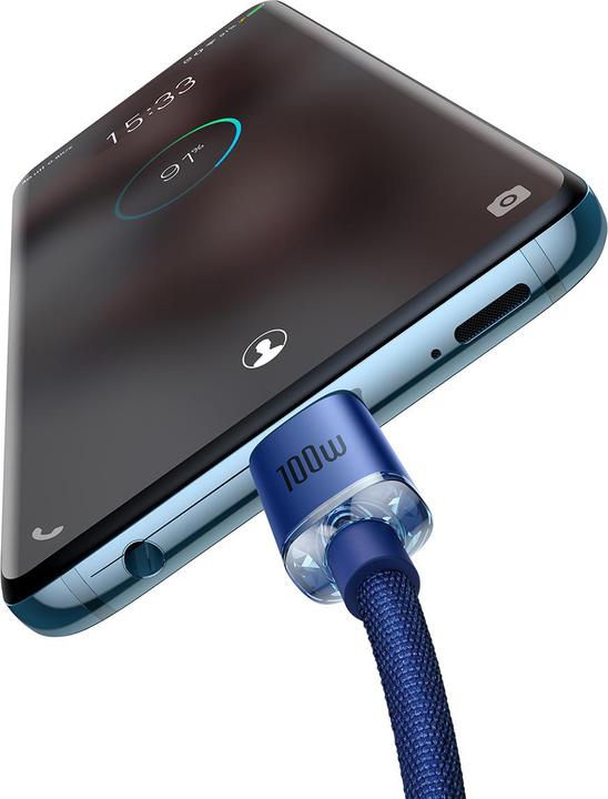 Productafbeelding Baseus Crystal Shine Series Snel Opladen Datakabel Type-C naar Type-C 100W 2m Blauw (2 m, USB 2.0, 100 W)