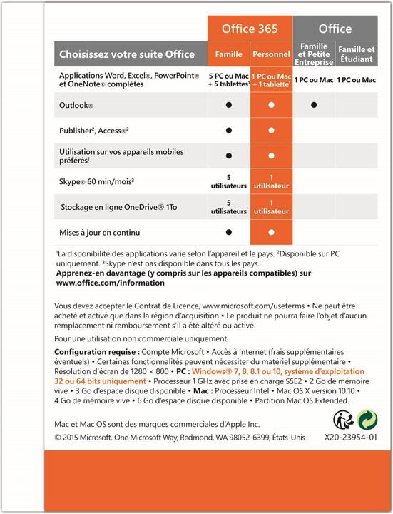 Image du produit Microsoft Office 365 Personnel (1 Utilisateur, 12 mois)