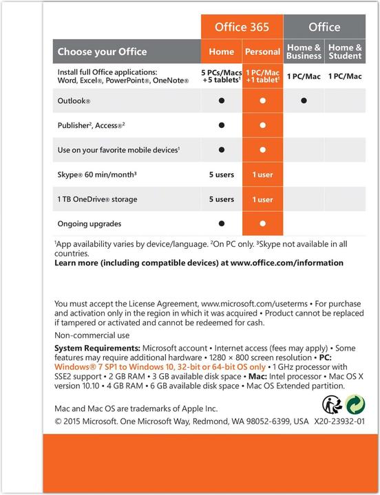 Actual product image Microsoft Office 365 Personal (1 User, 12 months)