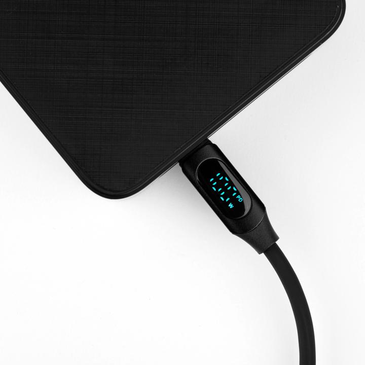 Produktbild MyVolts PDCCCLB - Step Up USB-C to USB-C PD Cable with LCD Power Meter, Liquorice Black