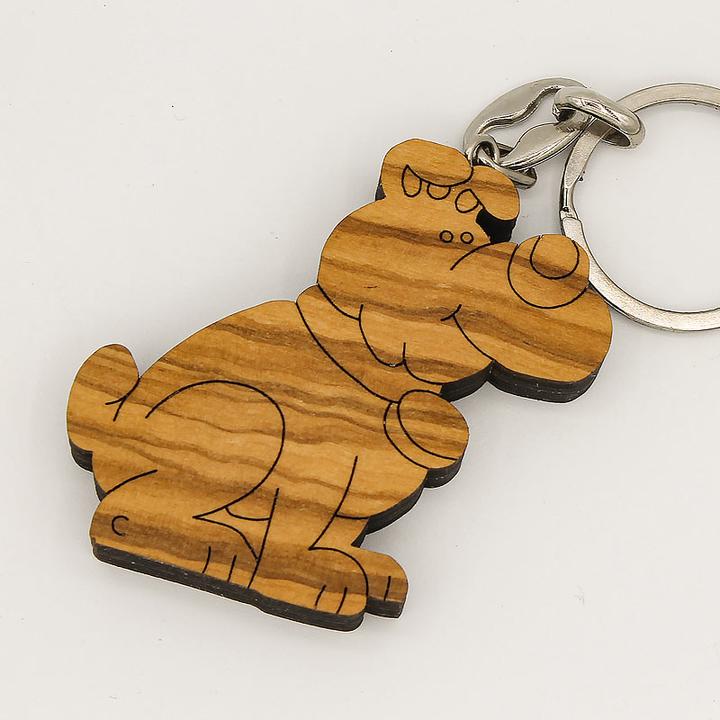 Image du produit Natura Punto Porte-clés chien, en bois d'olivier, marron, 5 x 5cm