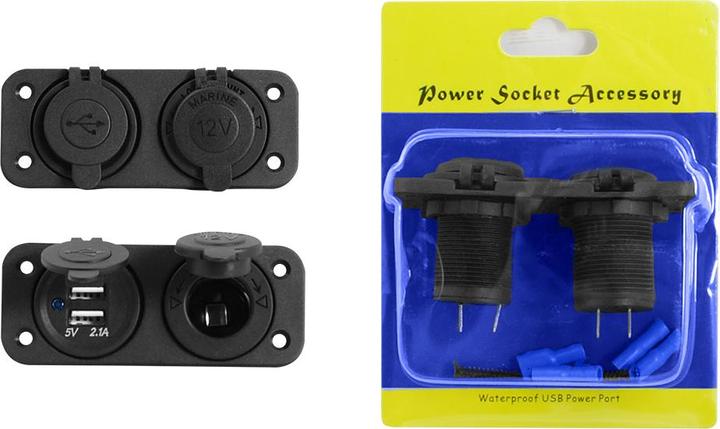 Immagine prodotto Lasmex Presa accendisigari auto/yacht + USB-A 5V/2.1A + USB-A 5V/1A, in:12V/24V cavo 1,4m LTC