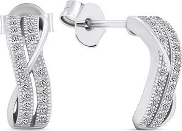 Brilio Silver - Beautiful silver earrings with zircons EA589W