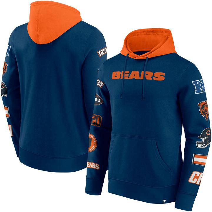 Immagine prodotto Fanatics Felpa con cappuccio con stampa sulle maniche dei Chicago Bears NFL - L (L)