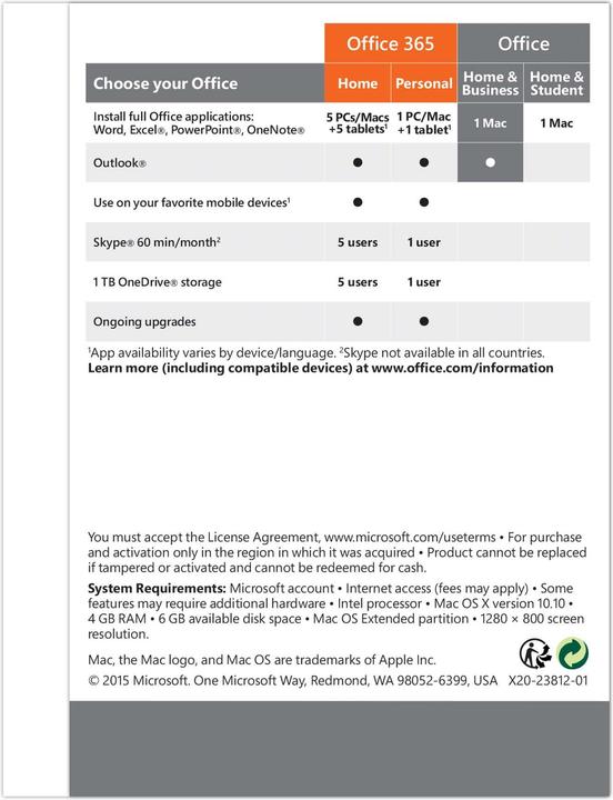 Image du produit Microsoft Office 2016 Famille & Entreprise (1 Utilisateur, 12 mois)