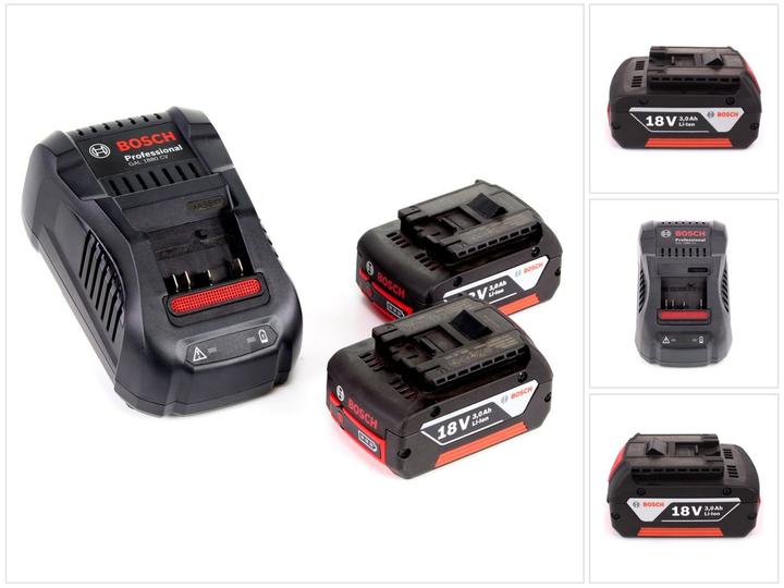 Bosch Professional Bosch Starter-Set 18 V mit 2x GBA 18 V 3,0 Ah Li-Ion Akku + GAL 1880 Schnell Ladegerät (18 V)