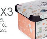 Image du produit Kipit Jeu de 3 boîtes en plastique souvenirs (10 l)