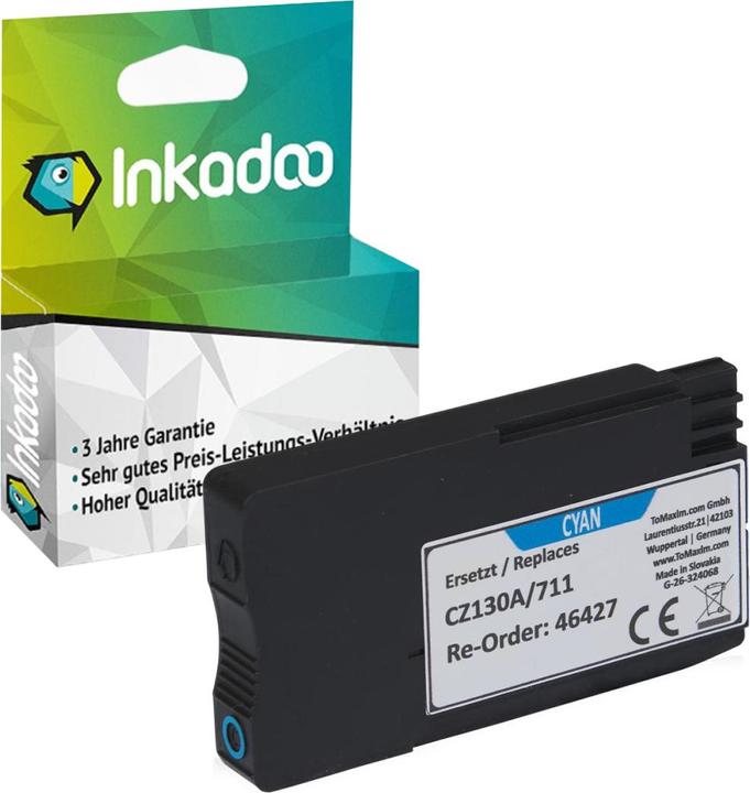 Actual product image Inkadoo Printer cartridges compatible with HP CZ130A / 711 Ink cartridge, cyan Cyan (C)