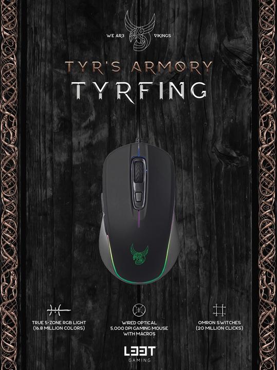 Produktbild L33T Gaming mouse Viking Tyr, Tyrfing, 10,000 DPI, Black (Kabelgebunden)