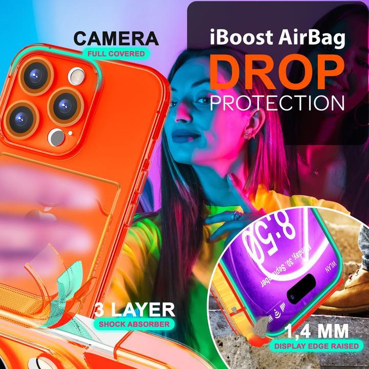 Produktbild Nalia Klar Transparente Neon Silikon Hülle Kartenhalter (Apple iPhone 16 Pro)
