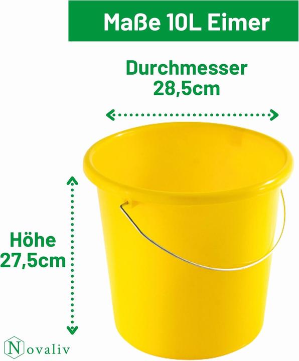 Produktbild Novaliv 10 Stück Eimer 10L Gelb mit Masseinteilung - Putzeimer 10 Liter? 28,5 cm Praktischer Allroun (10 Stk.)