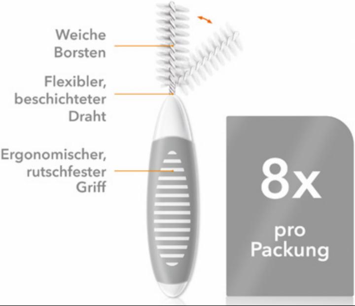 Actual product image Elmex Interdental Brushes 1.3mm Grey (8 pcs) (8 x, 1.30 mm)