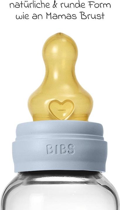 Produktbild Bibs Babyflaschen Glas-Flasche Baby Bottle Round 120 ml + Latex-Trinksauger (120 ml)
