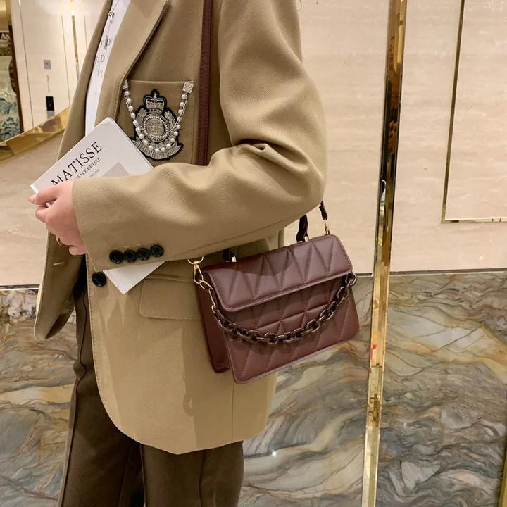 Immagine prodotto Only-Bags.Store Borse a tracolla a quadri solidi, borsa a tracolla con decorazione a catena per tutti i giorni