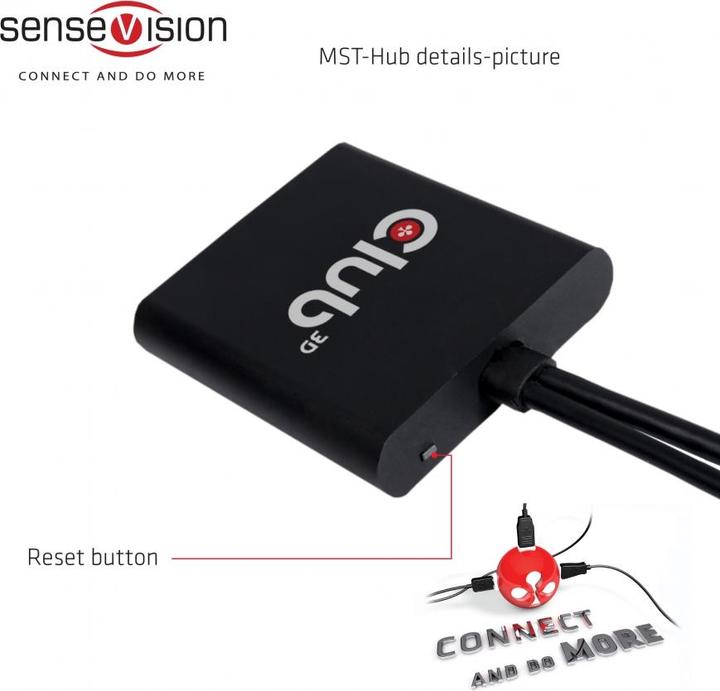 Actual product image Club 3D Multi Streaming Transport Hub 1xDP input to 2xDP output