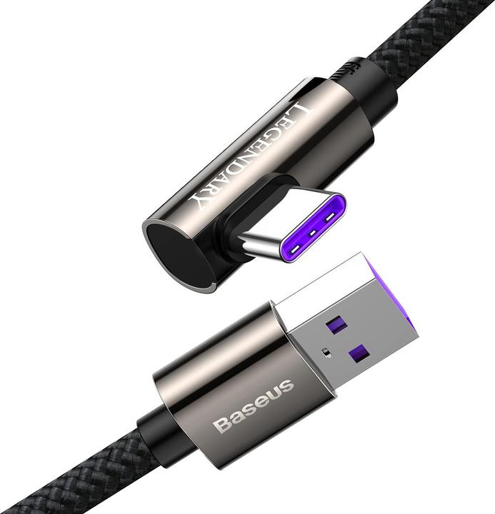 Productafbeelding Baseus Legend Series Elbow Fast Charging Data Cable USB naar Type-C 66W 1m Zwart (1 m, USB 2.0, 66 W)