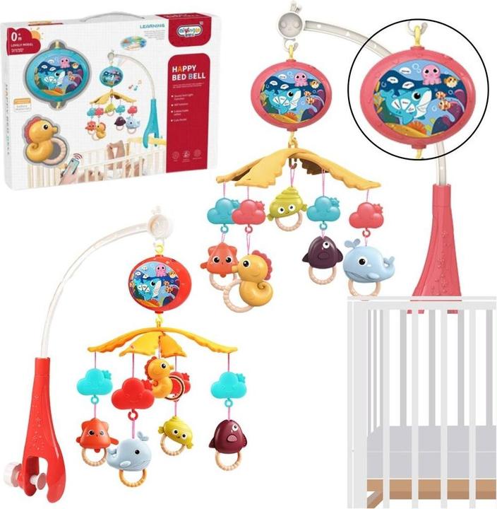 Produktbild Lean Toys Rotes Kinderbett-Mobile mit Projektor