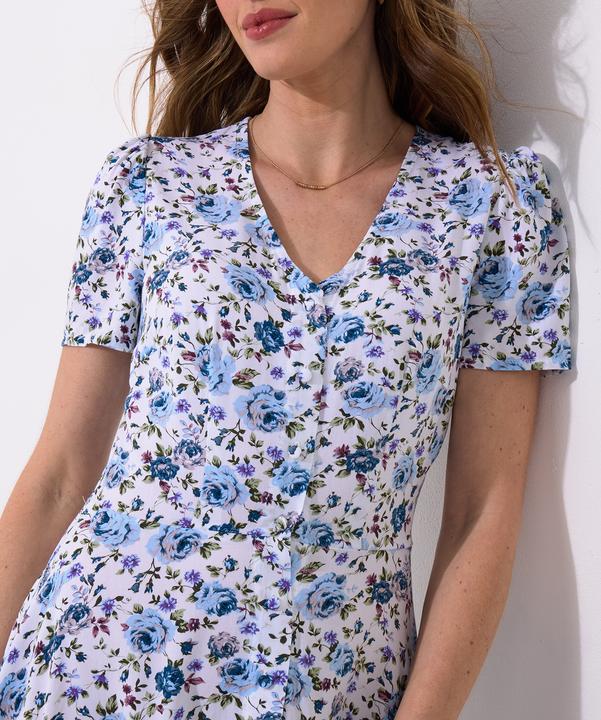 Actual product image Joe Browns Button Through Ditsy Floral V-Neck Dress