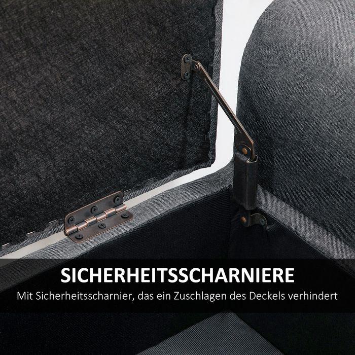 Produktbild Swisshandel24 Sitzbank mit Stauraum Polsterbank Sitzhocker Sitztruhe belastbar bis 130 kg Leinen-Touch Gummiholz D