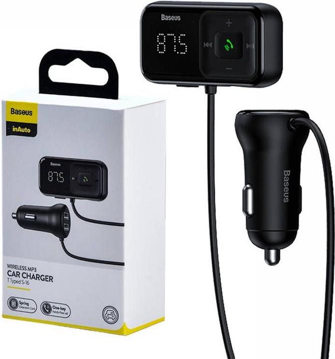 Actual product image Baseus Car Bluetooth MP3 Player T Shaped S-16 Black OS