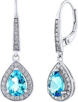 Silvego BRISA Silver Earrings with Swissue Topaz and Brilliance Zirconia JJJ1141ETS
