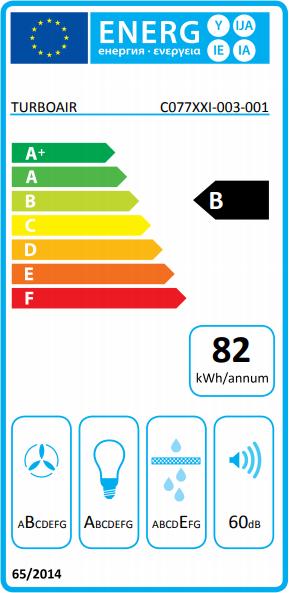 Label énergétique Turboair Kitty Bl (Hotte murale)