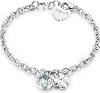 Immagine prodotto Sagapo S'AgapÃµ - Steel bracelet with crystal and four-leaf clover Lucky Light SKT12