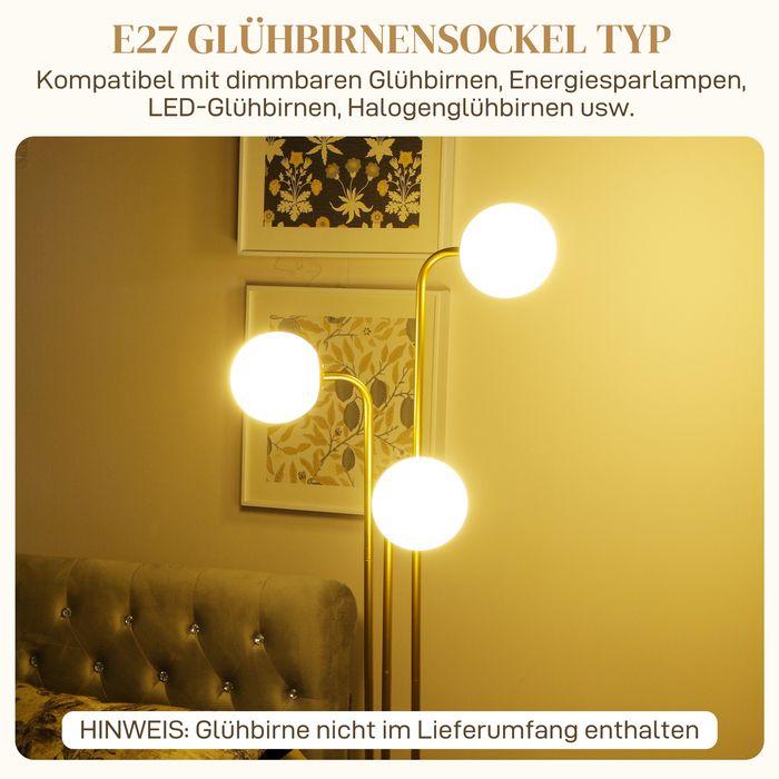 Actual product image Swisshandel24 Stehlampe mit 3 Lampenschirmen, 120W Leselampe, 1,65 m hoch Nachttischlampe (E27)