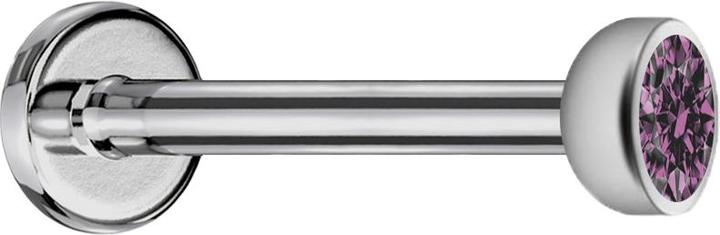 Star Piercing Micro Labret Innengewinde silber mit Halbkugel Kristall hellviolett (ohne Messing, Titan G23)
