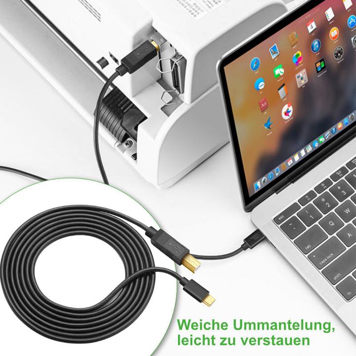 Produktbild Hermex USB-C zu USB-B Druckerkabel 1m Drucker-USB-C-Kabel USB-C Printer-Kabel (1 m)