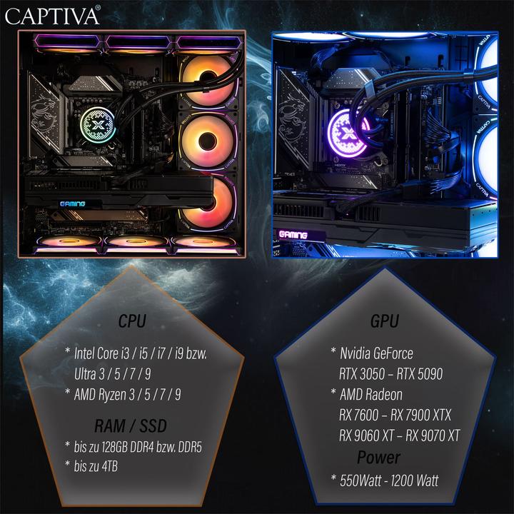 Immagine prodotto Captiva R89-085 (AMD Ryzen 7 9800X3D, 65.54 GB, 2000 GB, GeForce RTX 5080)
