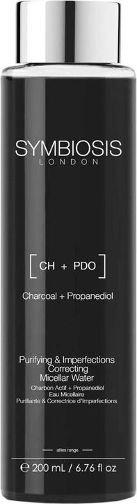 Actual product image Symbiosis Activated charcoal + propanediol) Micellar Water Cleansing & Imperfection Correction (Micelle water, 200 ml)