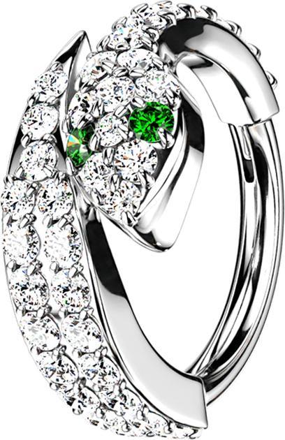 Produktbild Star Piercing Micro Segmentring klappbar silber Schlange mit Kristallen (Chirurgenstahl 316L, ohne Messing)