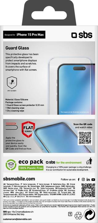 Image du produit SBS Protection d'écran Guard Glass pour iPhone 15 Pro Max (1 pièce(s), Apple iPhone 15 Pro Max)