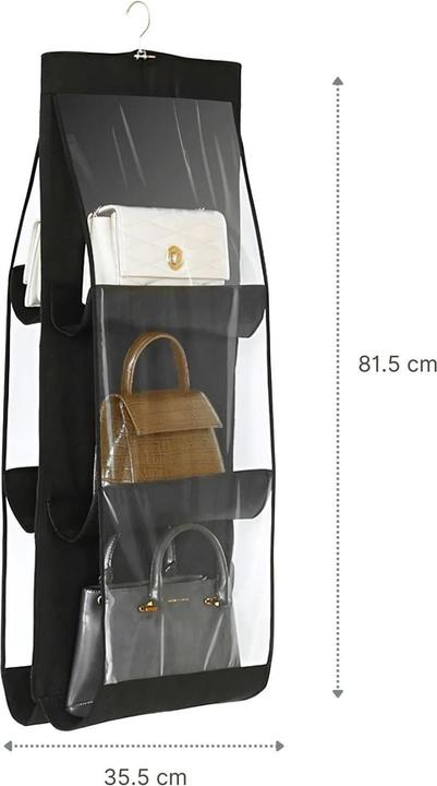 Produktbild Hermex Handtaschen Organizer Hängende Aufbewahrungstasche 6 Fächer Schwarz