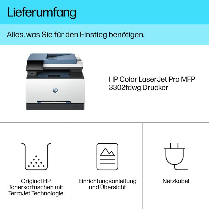 Produktbild HP Color LaserJet Pro MFP 3302fdwg (Laser, Farbe)