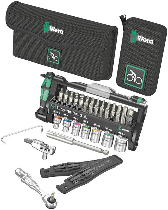 Wera Fietsset 3 A (Kruis Phillips PH M1, Phillips kruis PH M2, Zeskantbus TX M10, Zeskantbus TX M15, Zeskantbus TX M27, Zeskantbus TX M20, Zeskantbus TX M25, Zeskantbus TX M30, Zeskantig M6, Zeskantig M8, Zeskantig M10)