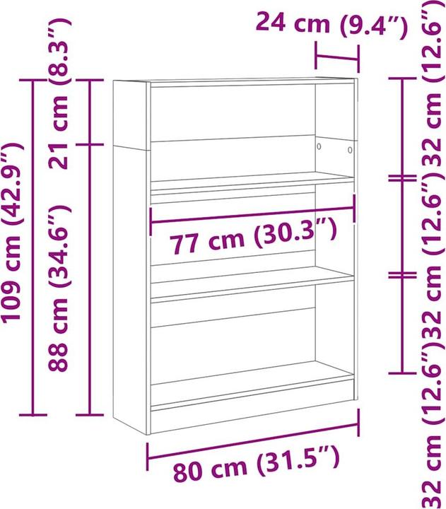Produktbild VidaXL Bücherregal (80 x 24 x 109 cm)
