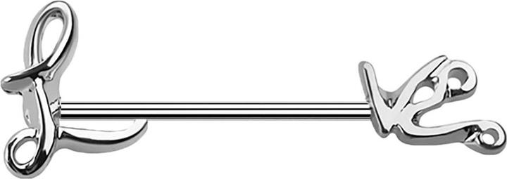 Star Piercing Barbell silber Love (ohne Messing, Chirurgenstahl 316L)