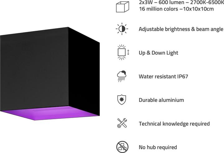 Actual product image Hombli Smart Outdoor Wall Light V2, Black (600 lm, IP54)