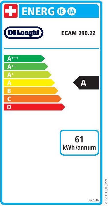 Label énergétique De'Longhi Magnifica Evo