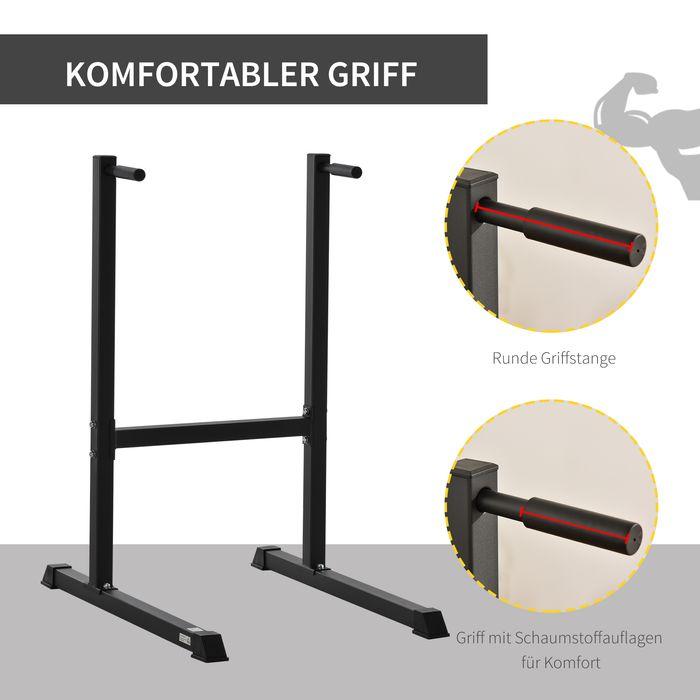 Produktbild Swisshandel24 Dipstation Dipständer Dip Dipper Stangen Ständer Bauchtrainer Rückentrainer Stahl Schwarz 104 x 70,5