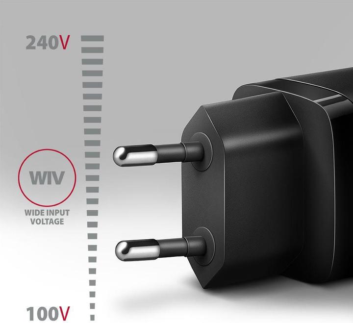 Image du produit Axagon ACU-PD20, chargeur pour prise murale 20W, 1x port USB-C, PD3.0/PPS/QC4+/AFC/Apple, noir (20 W)