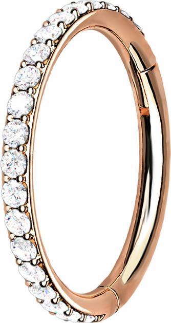 Produktbild Star Piercing Micro Segmentring klappbar rosegold seitlich Kristalle silber (ohne Messing, Chirurgenstahl 316L)