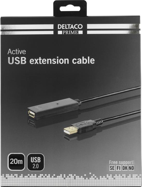 Image du produit Deltaco Câble USB 2.0, 20.0m, noir (20 m, USB 2.0)