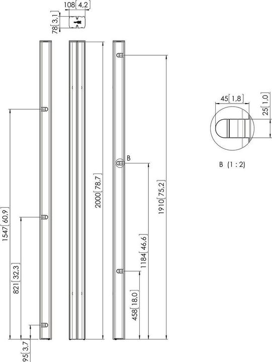 Produktbild Vogels PUC 2720 Standrohr, 200 cm, Silber (160 kg)