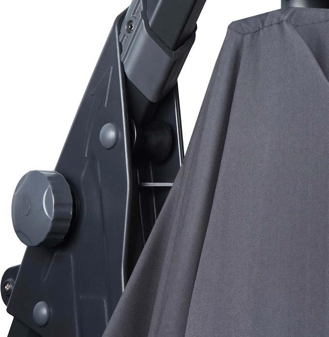 Produktbild Swisshandel24 Deluxe Ampelschirm, Sonnenschirm, rund Ø 3m Polyester Alu/Stahl 14kg anthrazit mit Ständer (1.03 m)